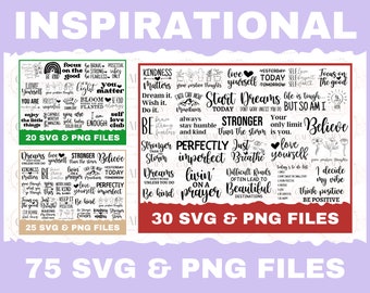 Paquete Svg de citas inspiradoras, svg inspirador, paquete Svg de citas motivacionales, svg motivacional, archivos svg para cricut, imágenes prediseñadas