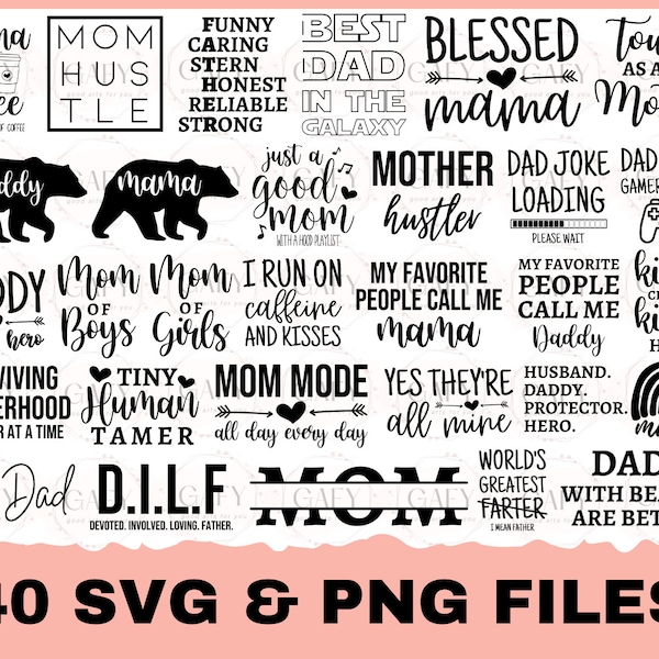 Mom and Dad Svg Bundle, Parents Big Bundle SVG Cut Files, Parent Vector Printable Clipart, Parents Life Quote Bundle, Mom Life svg Dad life