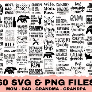 Parents and Grandparents Big Bundle SVG Cut Files, Mom svg, Dad svg, Grandma Svg, Grandparents Life Quote Bundle, Grandpa Grandma Life
