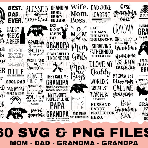 Eltern und Großeltern große Bundle SVG geschnitten Dateien, Mama svg, Papa svg, Oma svg, Großeltern Leben Zitat Bundle, Opa Oma Leben