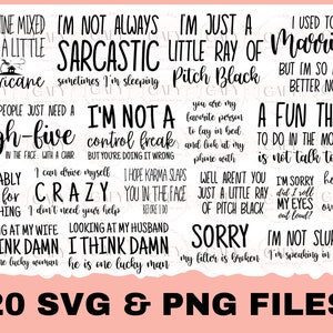Sassy Quotes Svg Bundle, Sarcastic Svg Bundle , Sarcastic Svg Files, Funny Quotes Svg, Png, Silhouette, Cricut, Cameo, Digital, Sarcasm Svg