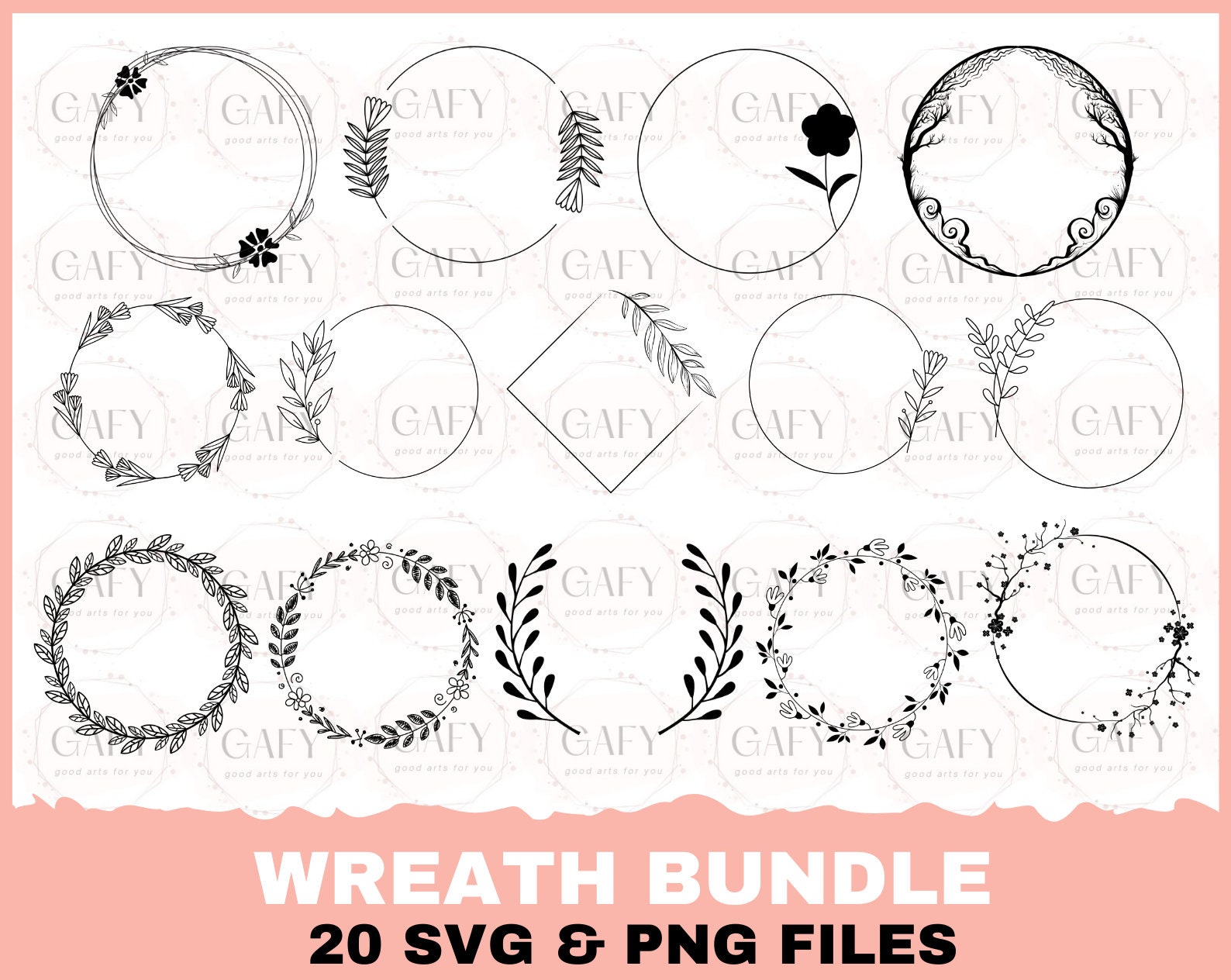 Wreath Svg Bundle Circle Svg Bundle Floral Wreath Svg Heart Laurel ...