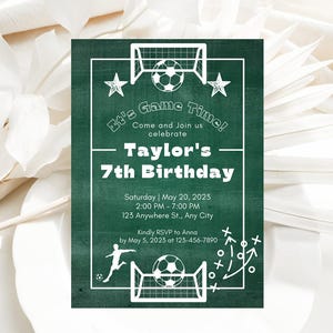 Soccer Invitation - Editable Soccer Party Birthday Invitation - Football Flyer, Printable Birthday Invite, Kickoff Celebration Soccer Party