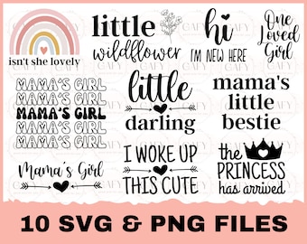 Baby Girl SVG Bundle, Baby Bodysuit svg, Baby Sayings svg, Wildflower svg, Boho Baby svg, Mom svg, New Mom svg, Nursery svg