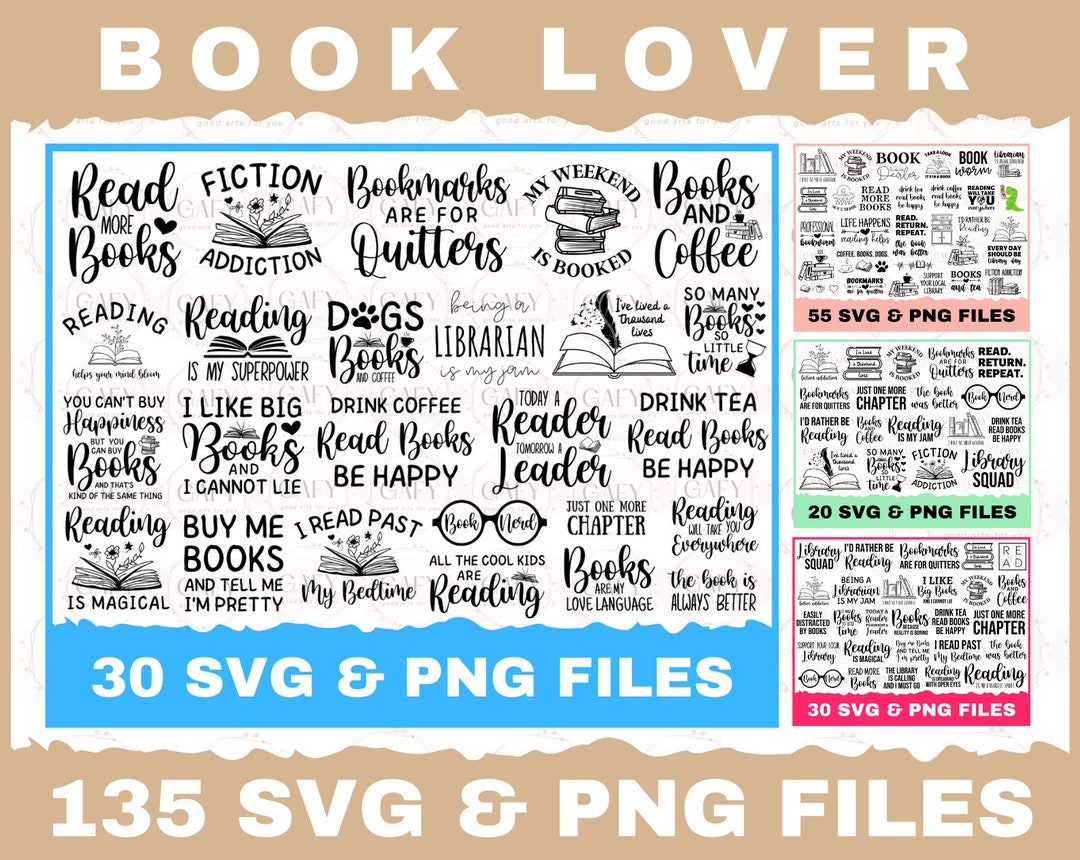 Book Lover SVG Bundle, Book SVG, Reading SVG Bundle, Book Quotes ...