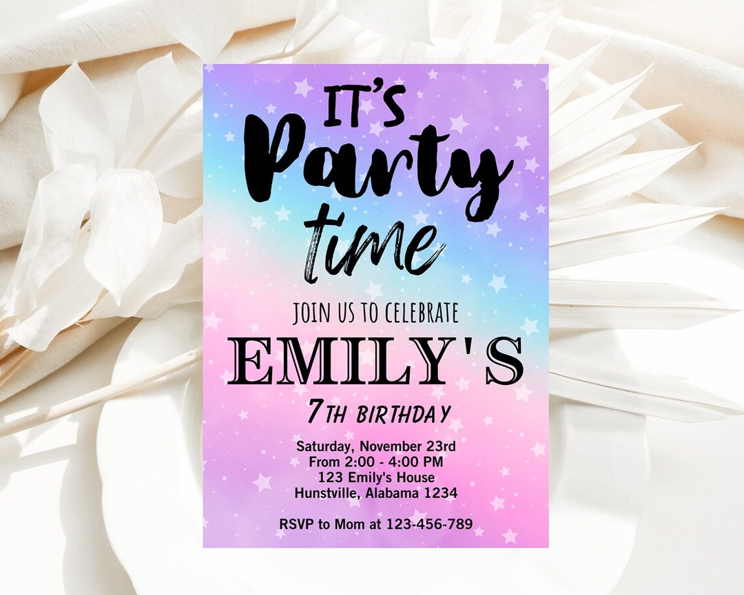 Tie Dye Birthday Invitation Rainbow Tie Dye Birthday Invitations ...