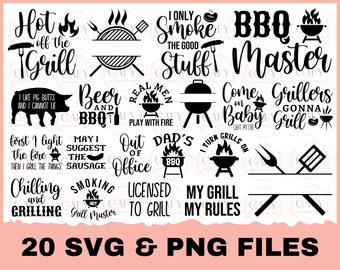 Barbecue Master SVG Bundle, Grill SVG Cut Files, commercial use, instant download, printable vector clip art, Funny Barbecue Dad Apron