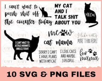 Funny Cat SVG Bundle, Cat SVG, Kitten SVG, Cat lady svg, crazy cat lady svg, cat lover svg, cats svg, kitty svg, Cut File Cricut, Silhouette