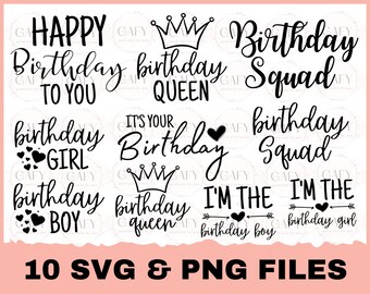 Happy Birthday SVG Files for Cricut Silhouette Files, Easy Cut, Instant Download, birthday girl svg, birthday queen svg, baby's birthday svg