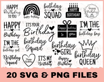 Happy birthday svg bundle hand lettered, birthday svg, birthday party svg, birthday cake svg, birthday party svg png, birthday clipart