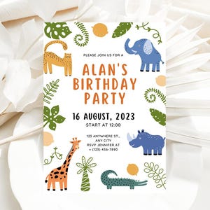 Party Animal Invitation Safari Birthday Invitation Jungle Birthday Invitation Animal Birthday Invitation Zoo Invite EDITABLE Instant