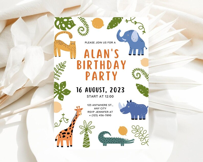 Party Animal Invitation Safari Birthday Invitation Jungle Birthday ...