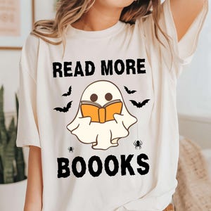 Halloween Png, Ghost Reading Book, Book Lover Halloween, Retro Halloween Png, Boo Halloween Png, Book Png, Teacher Halloween