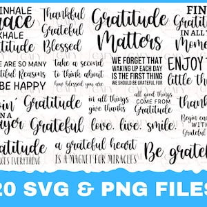Dankbaarheid Herinnering Quote SVG Cut File Bundle Deal, Cut File voor Cricut & Cameo Silhouette, Quote svg Cut File, Dankbaar Quote SVG