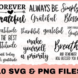 Dankbaarheid Quote Bundel SVG, Boerderij Quotes Svg, Familie, Dankbaar, Gezegend, Dankbaarheid SVG, Cut File, Cricut, Cameo, Sublimatie, Silhouet