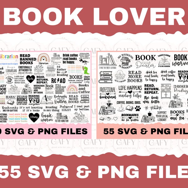 Book Lover SVG Bundle, Book SVG, Reading SVG Bundle, Book Quotes, Bookworm svg bundle, Library Svg, Png, Cut Files for Cricut, Silhouette