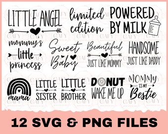 Paquete SVG de bebé, Body de bebé SVG, Bebé divertido svg, bebé recién nacido svg, Paquete SVG recién nacido, Paquete de cita de bebé, Refranes de bebé lindo svg