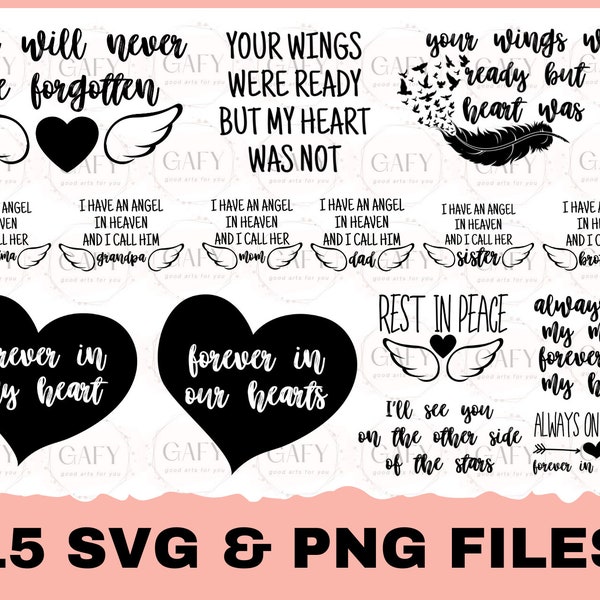 Your wings were ready but my Heart was not SVG, Memorial SVG, Png, Cricut, Cut Files, Silhouette Files, Download, Print