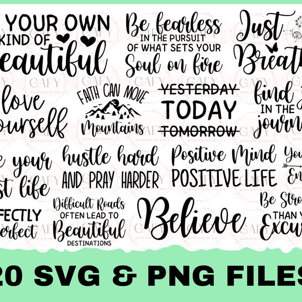 20 Inspirational SVG Bundle, Motivational SVG Cut Files, commercial use, boss babe, strong woman, empowerment quote sayings bundle