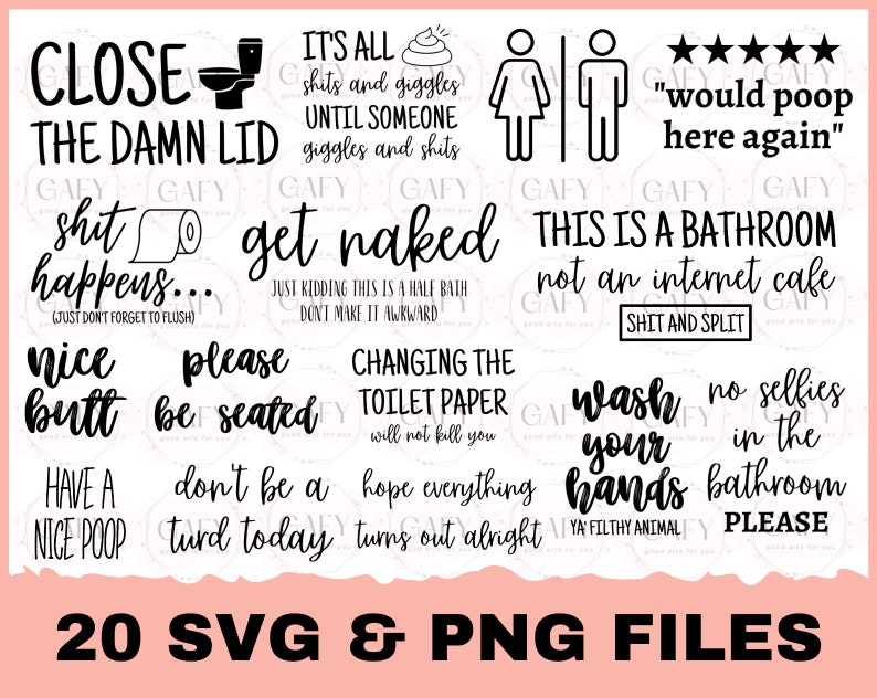 Bathroom SVG Bundle, Bathroom Quote, Restroom svg, Potty Dance svg, Farmhouse svg, Bathroom Sign SVG, Funny Bathroom SVG, Cut File Cricut image 1