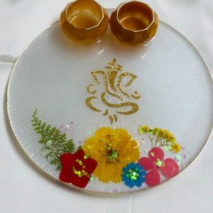 Exquisite Handmade Epoxy Resin Indian Pooja Thali - Chaahat Crafts