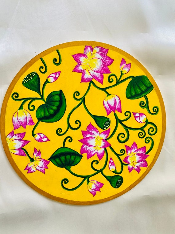 Lotus Pichwai Painting Wall Decor Indian Art Wall Hanging Wood Painting MDF Boards Painting Etsy Polska