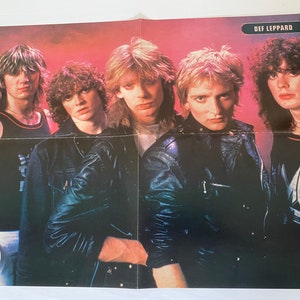 Póster original vintage de doble cara de Def Leppard y David Bowie (año nuevo, 1983)