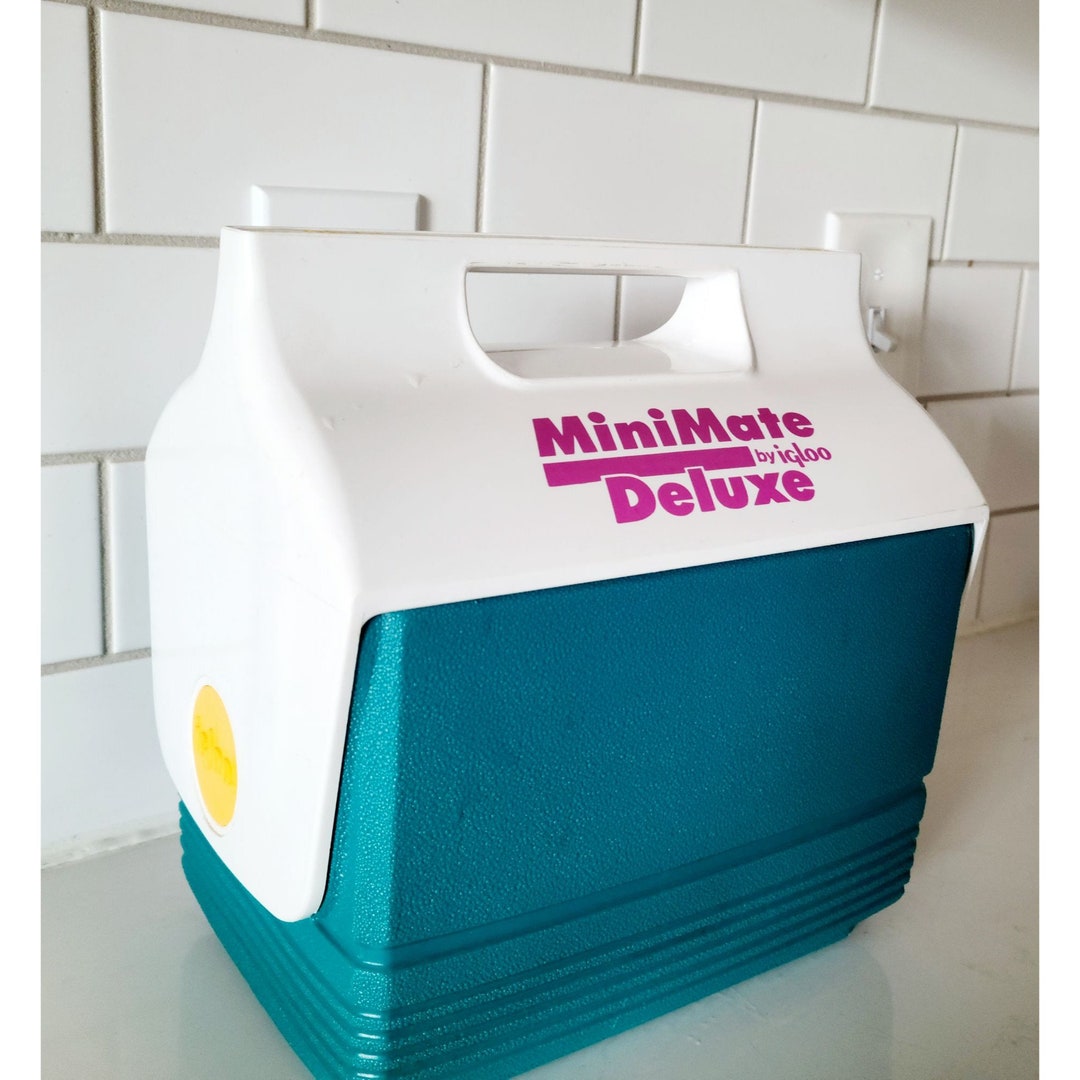 Vintage 90s Mini Mate Deluxe Igloo Cooler Teal Green Purple Lunch Box