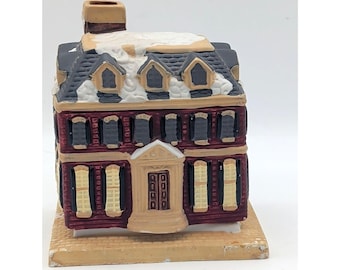 VTG Claire Burke Porcelain Village House Incense Scent Burner 80s Xmas Memories