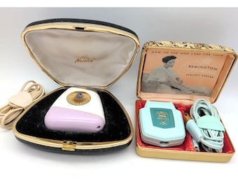 VTG Remington Princess & Lady Norelco Electric Shaver (two) 1950s MCM Case WORKS