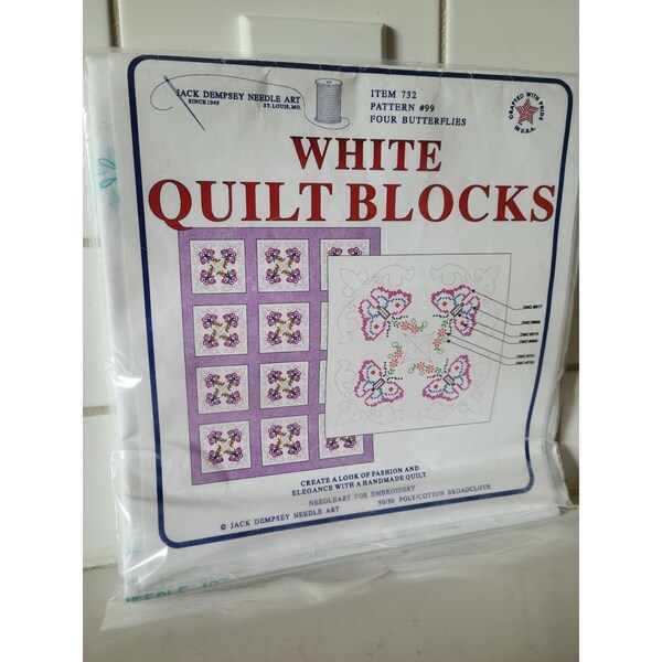 Jack Dempsey Needle Art Baby Unicorns Quilt Blocks - 12 Pack, 9x9 Inch, White Stamped Cotton