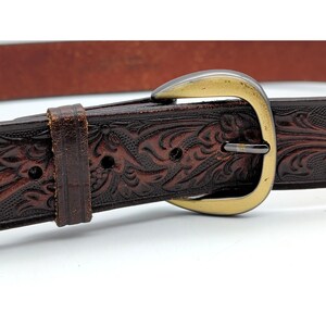 Vintage Tooled Leather Belt - Etsy display picture 3