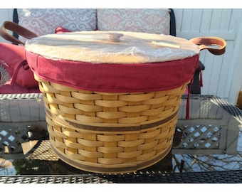 Longaberger Hostess Only Large Bushel Basket Protector Paprika Liner Sealed Lid