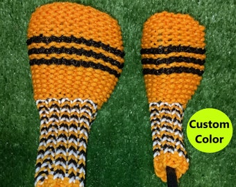 Custom Golf Club Headcovers Any 3 Colors for Hybrids, Fairway Woods, Driver - Knit Head Cover Set Golfer Gift