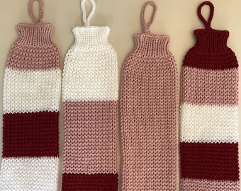 Instruções para confecção de porta-sacolas de compras em tricô de tear - Nível fácil para iniciantes - Download digital - Presente ideal para inauguração de casa nova e cozinha