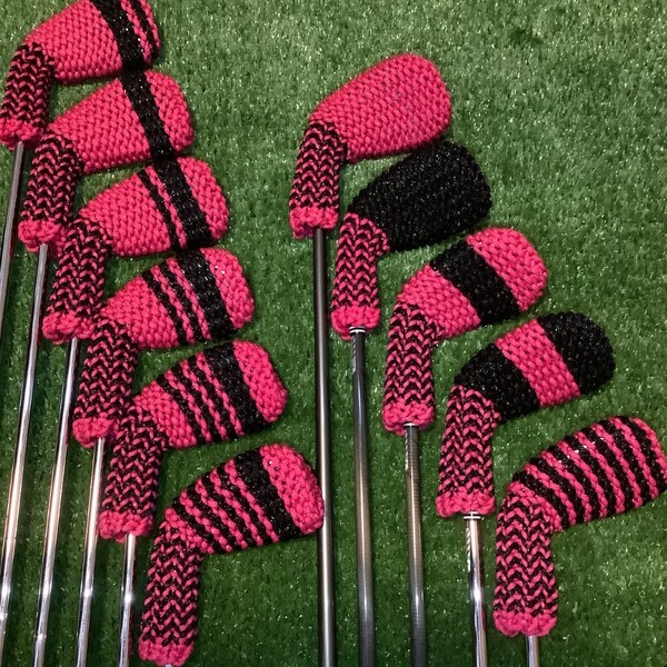 Golf Headcovers Pink Knit Etsy