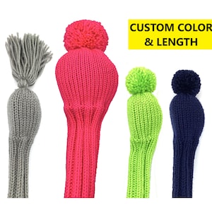Custom Color Golf Club Headcovers for Hybrids, Fairway Woods and Driver Head Cover Set with Pom-Poms or Tassels