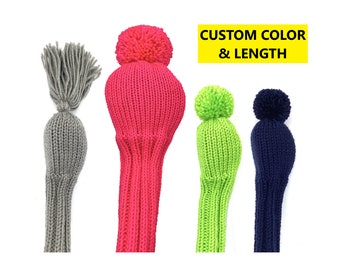 Custom Color Golf Club Headcovers für Hybrids, Fairway Woods und Drive Headcover Set mit Pom-Poms oder Tassels