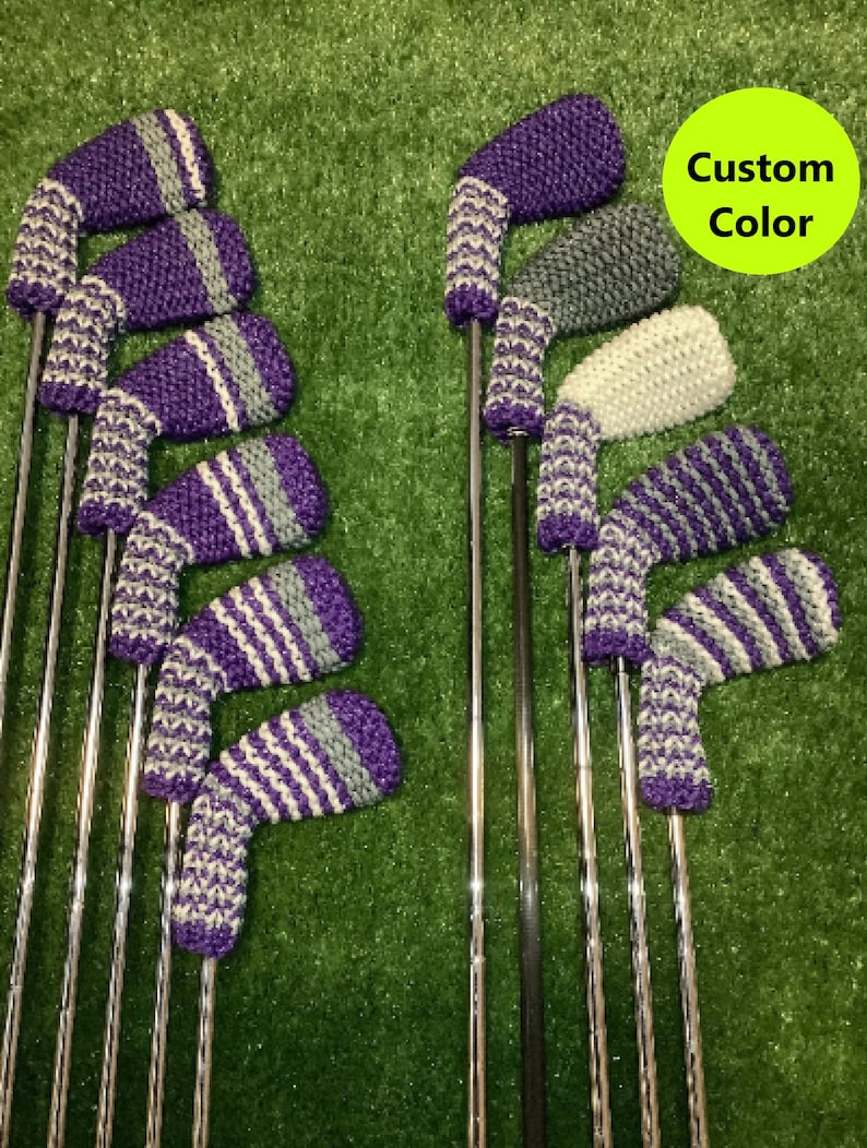 Clean Shot Headcovers Custom Iron Golf Club Headcovers Knit Etsy