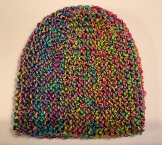 Squares Reversible Beanie -- a loom knit pattern