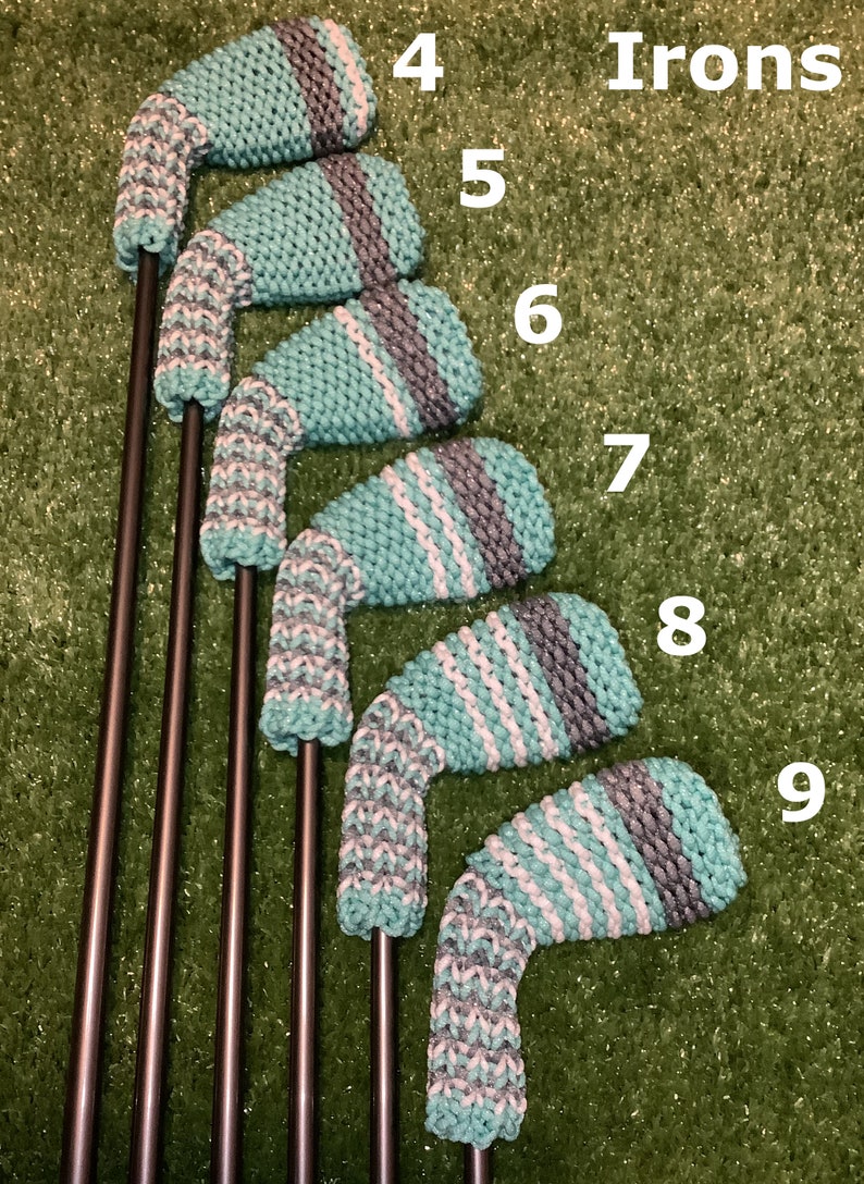 Clean Shot Headcovers Custom Iron Golf Club Headcovers Knit Etsy