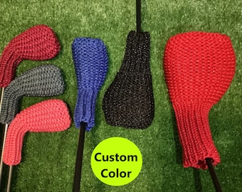 Benutzerdefinierte Farbe Golf Club Headcover Strickschlagkopfbedeckungen für Eisen, Keile, Hybride, Fairway Hölzer, Fahrer jede solide Farbe
