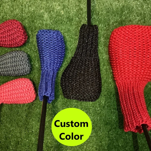Clean Shot Headcovers Custom Color Golf Club Headcover Knit Head Covers for Irons, Wedges, Hybrids, Fairway Woods, Driver Any Solid Color