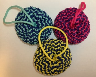 Instrucciones del patrón para estropajo de platos bicolor tejido a telar, regalo fácil para principiantes, regalo de inauguración de la casa, estropajo ecológico