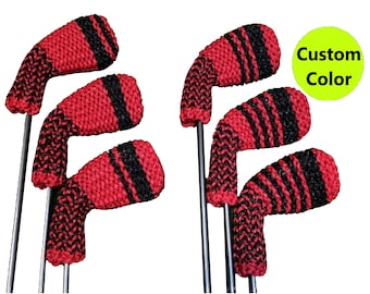 Capas de cabeça personalizadas para tacos de golfe para ferros e cunhas, capa de cabeça de golfe em malha, escolha qualquer 2 cores