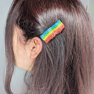 Sour Rope Hair Clips Set of 2 / Rainbow / Custom Flag Colors image 1