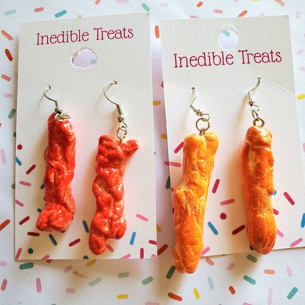 Cheeto Earrings | Hot cheeto Earrings | Junk Food Dangle Earrings