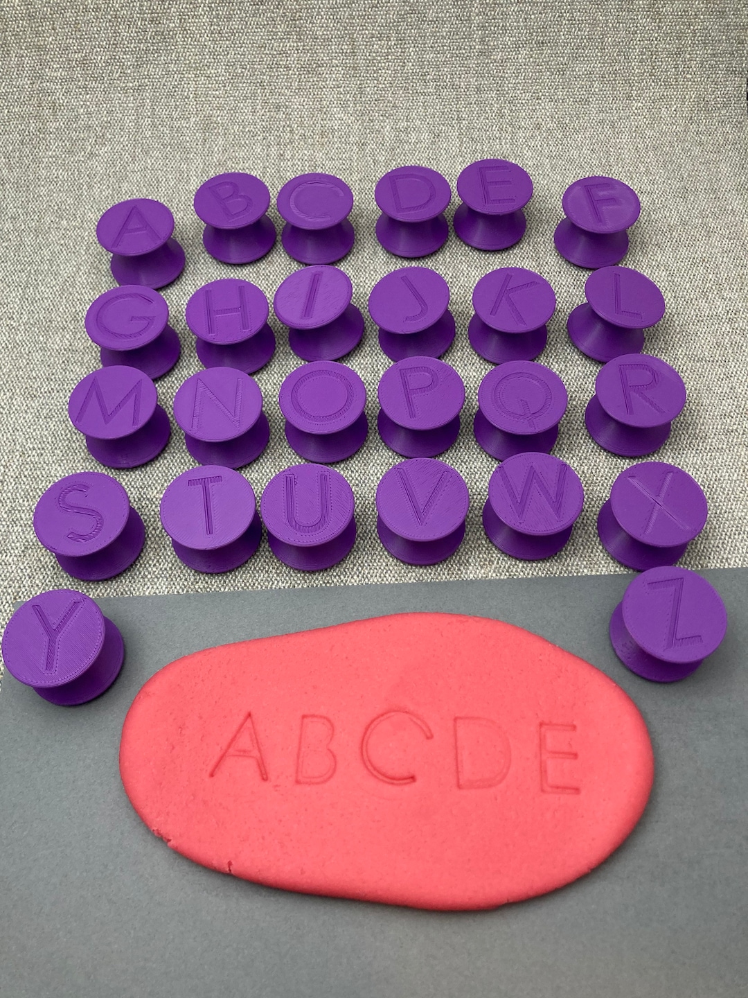 Alphabet Play Doh Stamps Set of 26 Letter Stampers Playdough Stamp Etsy