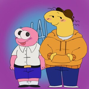 Pegatina brillante de 2,5" de Amigos sonrientes / Pim y Charlie