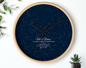 Personalized Star Night Sky on Wall Clock | Personalized First Birthday | Custom Gift For Wife Or Husband | Unique Gift Ideas Constellation